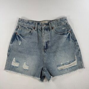 Chelsea & Violet Light‎ Wash Distressed High Waisted Denim Shorts Size 27